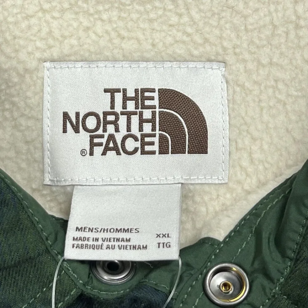 The North Face Mens 2XL Green Plaid Sherpa Lined Heavyweight Flannel Shirt